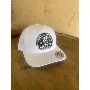 Lazy-J Men's Black Arrowhead Cap 3.5" Mesh Back Snapback Patch Cap Hats  - WHITE3ARR