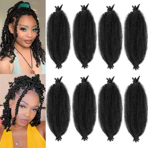 8 Packs Springy Afro Twist Hair 16 inch Pre-Separated Marley Twist Braiding Hair for Distressed Faux Locs Spring Twist Hair Extensions for Women (16 Inch (Pack of 8))
