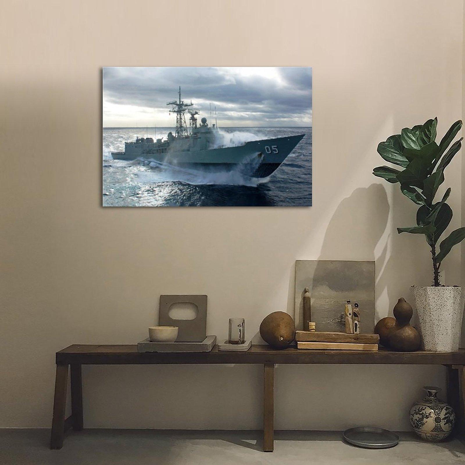 Military Battleship Poster HMAS Melbourne Launching Poster Decorative Painting Canvas Wall Art Picture Print Modern Family Bedroom Decor