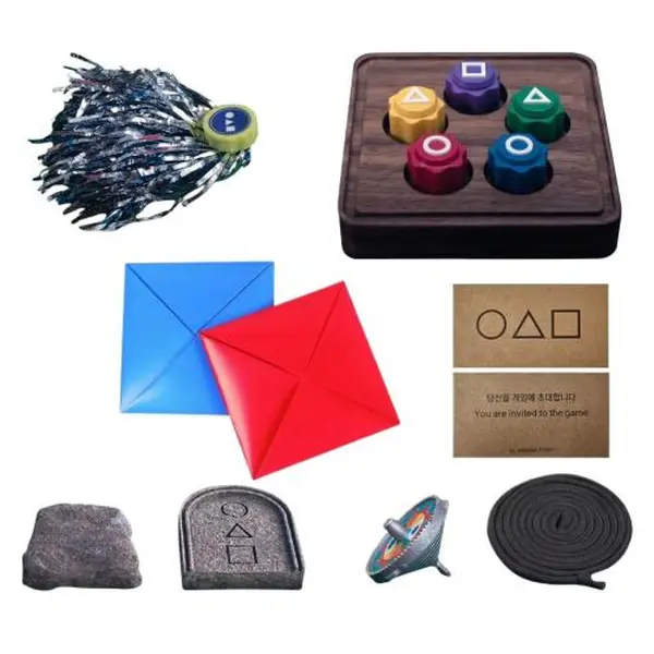 ReeRaa Gonggi Korean Traditional Folk Game Tossing Set, 5-in-1 Classic Game Kit with Gonggi, Jegichagi, Biseokchigi, Paeng-y Spinning Top & Ddakji Tile Game, Family & Party Interactive Toy, Ideal Easter Basket Stuffers & Christmas Holiday Gifts