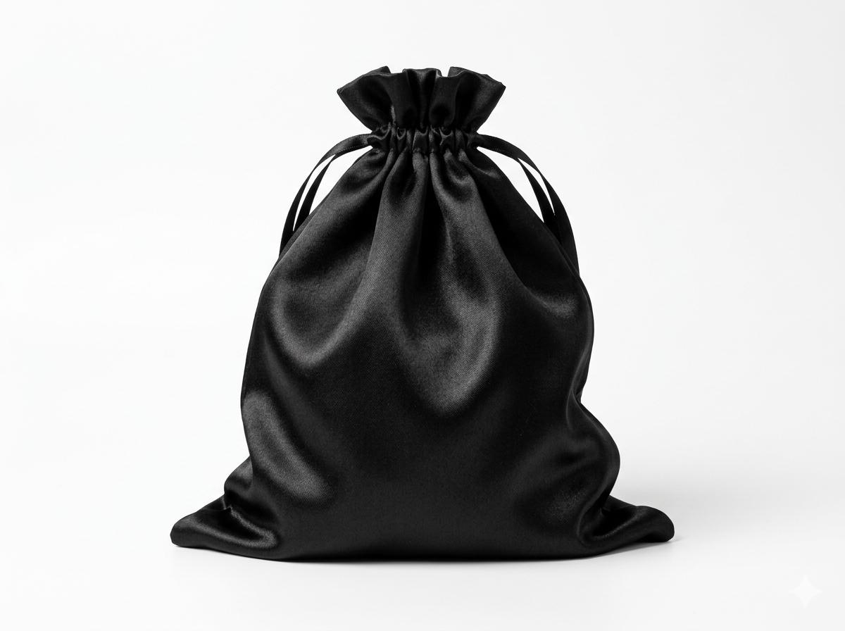 [Free gift] Black silky drawstring wig bag