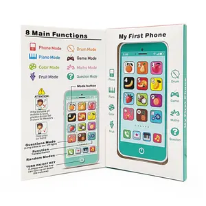 Educational Toy Phone with Lights & Music, USB Charging, 8 Modes Including Piano, Colors, Fruits, Drums, Games, Numbers