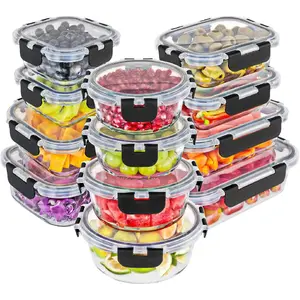 Premium Borosilicate Glass Food Storage Containers with lids Set |   24pc Sets with 12 Bowls & 12 Airtight Locking Lids for Lunch & Meal Prep, Safe for Oven, Freezer, Dishwasher, BPA-Free