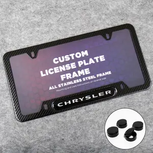 Front or Rear Carbon Fiber Texture License Plate Frame Protect Cover Fit Chrysler Decorate Accessories Gifts