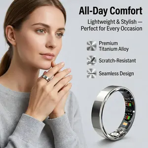 Titanium Smart Ring - IP68 Waterproof Activity Tracker,  Minimalist Fitness Wearable with Daily Movement Records,  Compatible with Android & iOS