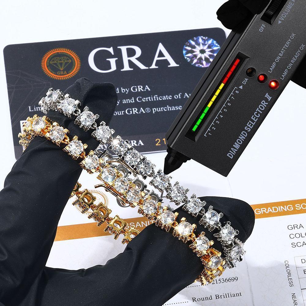 Fine Jewelry Hip Hop 925 Sterling Silver VVS Moissanite Diamond Cluster Tennis Chain Bracelet Necklace for Men Women