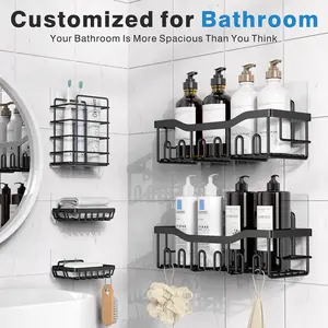 Bathroom Storage Rack Set, Iron Art Wall-Mounted Organizer, Sink Storage No Drilling Required, Space-Saving Bathroom Solution