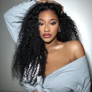 Half Wig Synthetic Hair Deep Wave 3 In 1 Curly Half Wigs for Black Women Wear Go Glueless Curly Wig 22 Inch Headband Wig Beginner Friendly