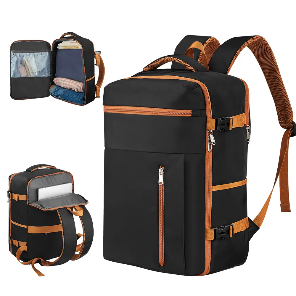 Unisex Large-Capacity Nylon Travel Backpack - Casual Lightweight Urban Commuter Gym Backpack, 18" Laptop Compartment, Anti-Theft, Trolley Sleeve, Waterproof, Dry-Wet Separation, Ventilated 2-in-1 Carry-On for Business Commute, Casual Lightweight Backpack