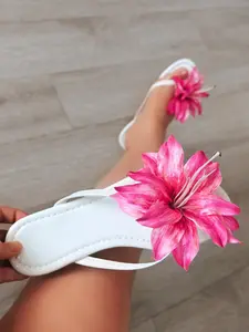 Women's Fashionable Flower Decorated Slide Sandals, Casual Comfortable Flat Sandals for Beach, Fashionable Shoes for Daily Wear, Summer, Lightweight Sandals, Fashionable Floral Sandals