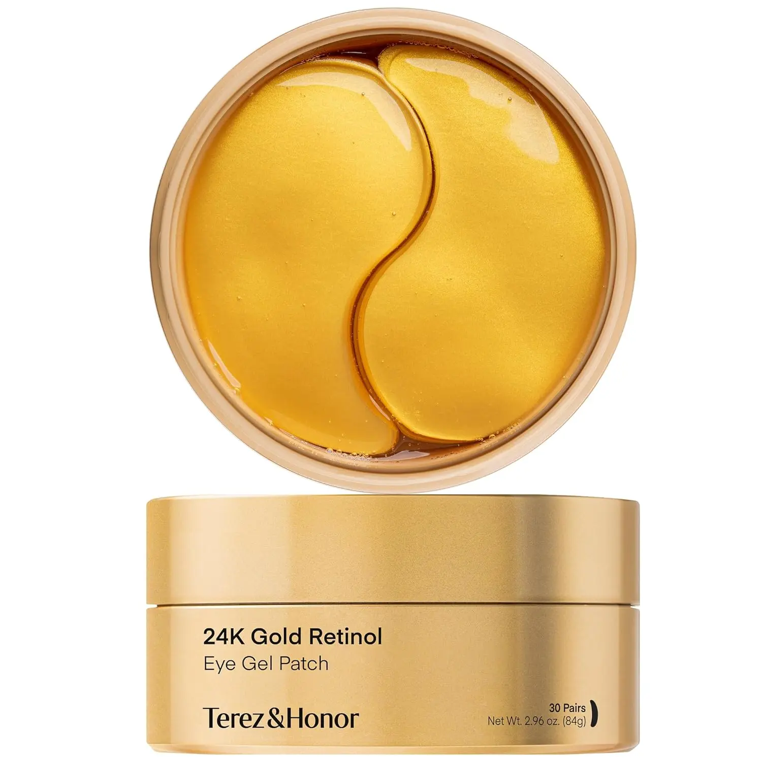 TEREZ & HONOR 24K Gold Retinol Wrinkle Smoothing Eye Patches - 60 Korean Hydrogel Eye Masks with Collagen Peptide for Fine Lines, Dark Circles, Puffy Eyes & Bags - Self Care, Gifts, Fragrance-Free