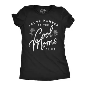 Womens Funny T Shirts Cool Moms Club Sarcastic Mothers Day Graphic Novelty Tee for Ladies Funny Womens T Shirts Cute Vintage Fashion Casual Ladies T-Shirt Gift Mother's Day Tops for Women Women's Novelty Tees Black -