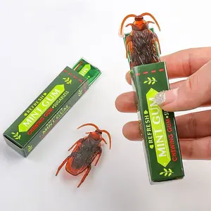 Tricky scare prop chewing gum, there is a cockroach hidden in it