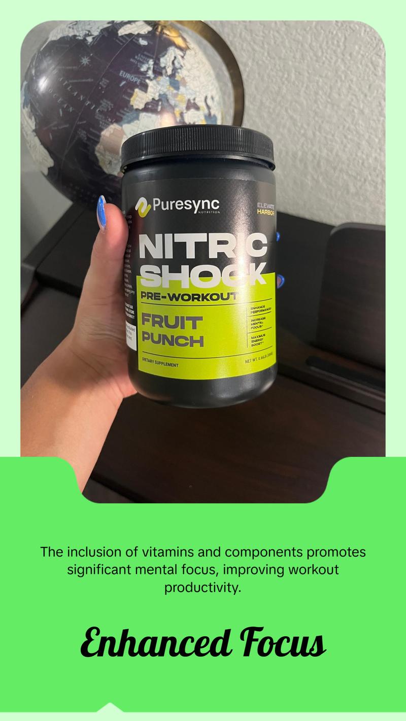 PureSync - Nitric Shock Pre-Workout Powder (Fruit Punch) - 0.66lb 30 Scoop