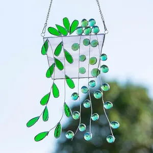 Stained Glass Window Hanging - Suncatcher Stained Glass Kit Sun Catchers Indoor Window Stained Glass Plant | String of Pearls String