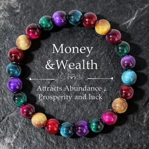 Rainbow-colored Bohemian crystal bracelet