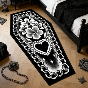 Gothic Coffin Shaped Rug, Vintage Gothic Bedroom Decor, Soft Comfortable Irregular Rug, Hand Wash Only, Suitable for Living Room