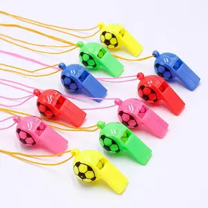 10 Pack Assorted Color Soccer Football Whistles, Team Spirit Party Noise Maker with Lanyard, Bulk Whistle Set for Game Day, Birthday Party Supplies