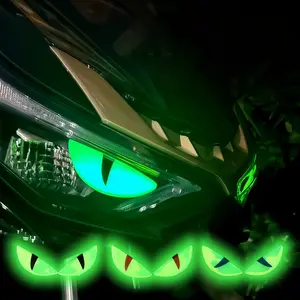 3D Luminous Cat Eye Stickers, Night Glow Motorcycle Decals, Car Decoration, Vehicle Exterior Decoration, 3D Decorative Reflective Stickers for Cars & Motorcycles, Truck Car Decal