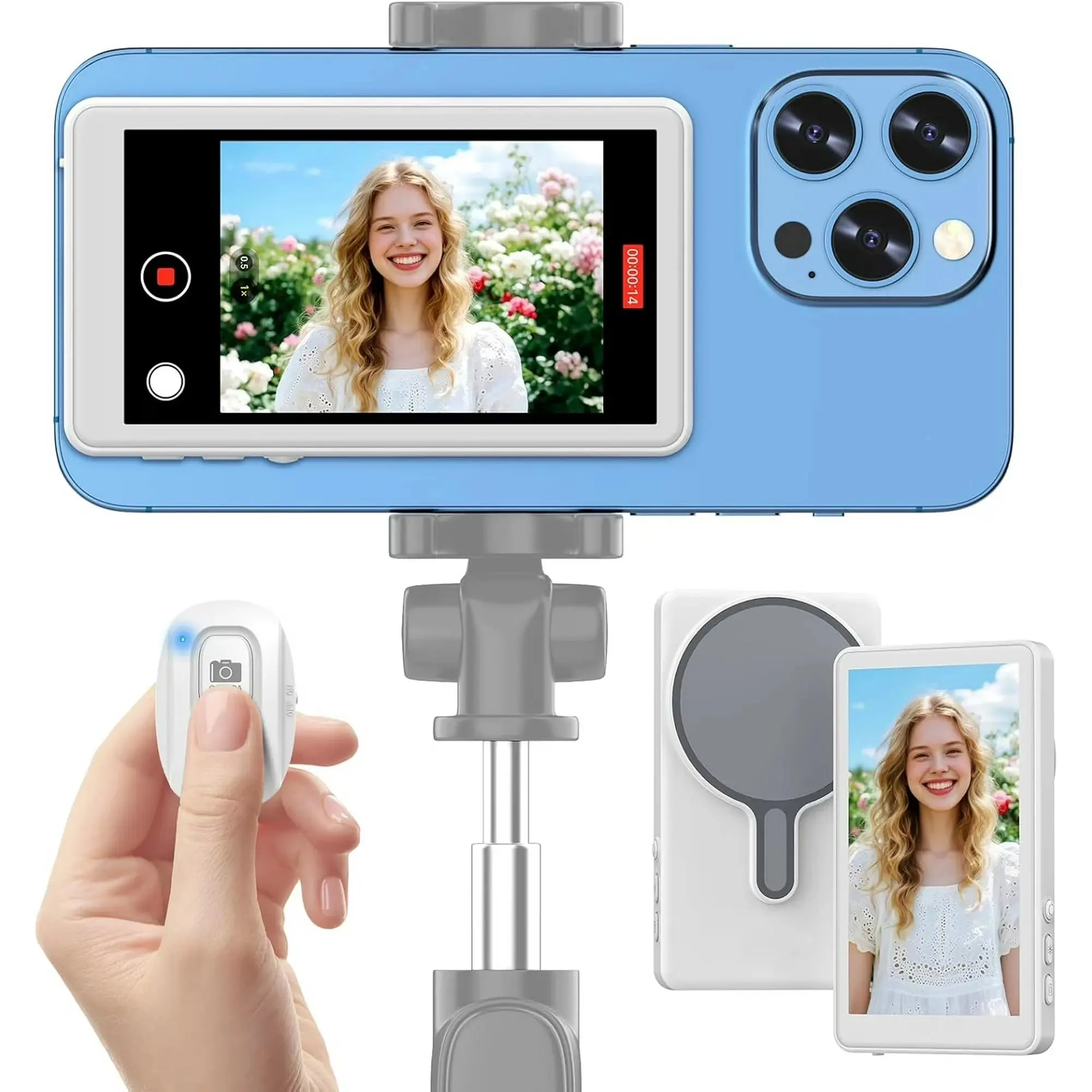 CreatorView™ Wireless Selfie Monitor for Phone | Magnetic Rear Camera Vlog Screen with Remote