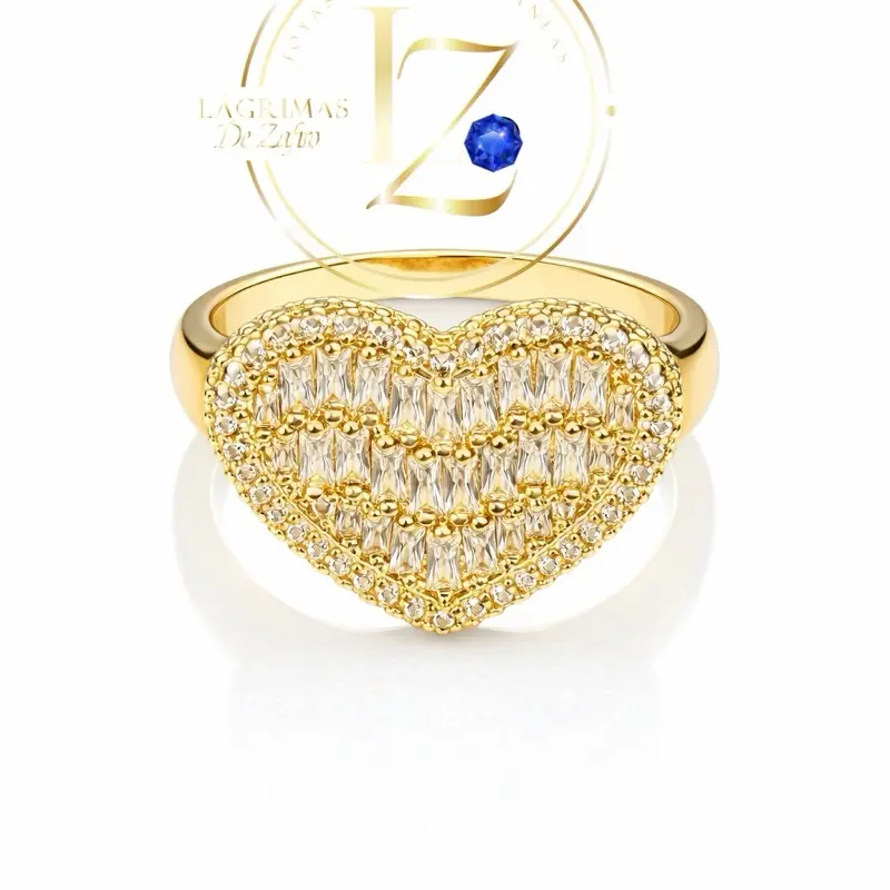 COD1017 Heart Shaped Clear Zircon Women's Ring - Fashion Accessory with Cubic Zirconia for Elegant and Trendy Outfits