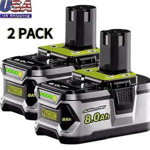 2PACK For RYOBI 18V 8.0Ah P108 High Capacity Battery 18Volt Lithium-Ion One Plus high quality with LED indicator