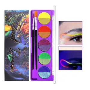 10 Colors Neon Halloween Face Paint Glow in The Dark Makeup Professional UV Blacklight Paint Water Activated Eyeliner Palette for Adults Kids Halloween Makeup (02) springtok