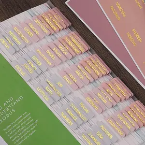 Thinkor Reposition Gold Foil Laminated Bible Tabs, Large Print Stickers, Easy to Read and Apply Bible Tabs for Women and Man (Pearl Gold Foil)