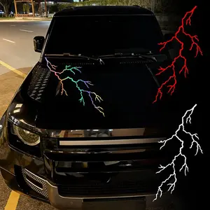 1PC Creative Lightning Crackle Car Hood Sticker, Sporty Style, Waterproof and Sunproof Self-adhesive Vinyl Graphic Decal, Suitable for Car, Truck, Van, SUV Hoods and Bodies, for Cool Vehicle Modification, Car Decals