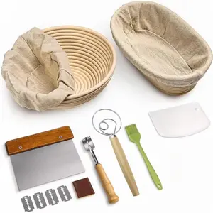 Professional Sourdough Baking Kit: 2 Foldable Proofing Baskets, Lame, Dough Scraper & Covers | Complete Bread Making Set
