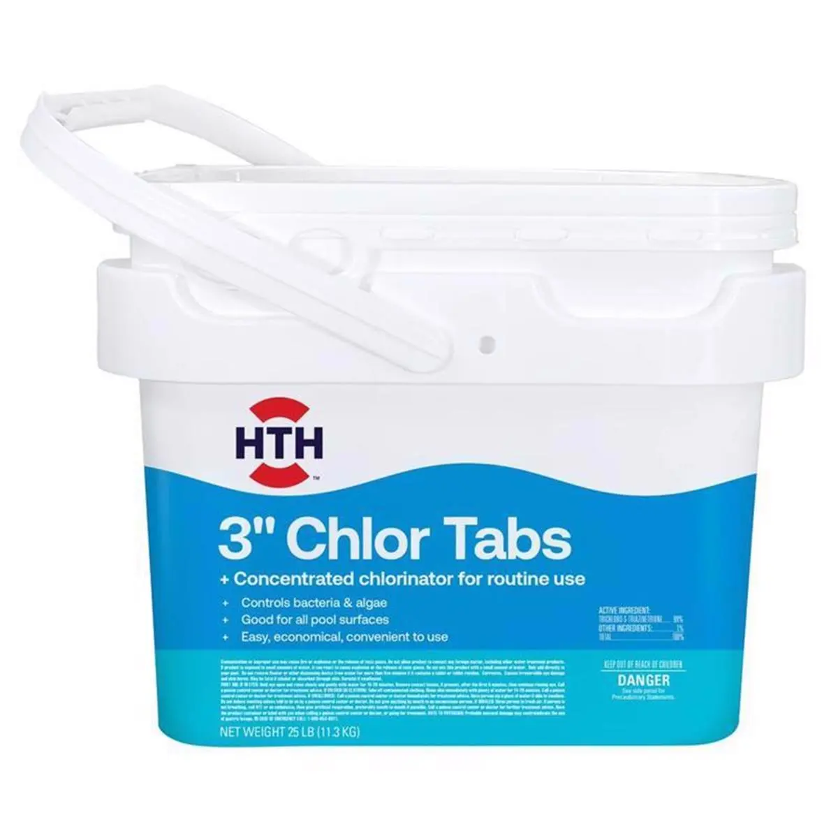 212 MAIN 3-Inch Pool Chlorine Tablets, 25 lbs Bucket, Slow-Dissolving, Sun-Protected Sanitizer Controls Algae and Bacteria, Tablet