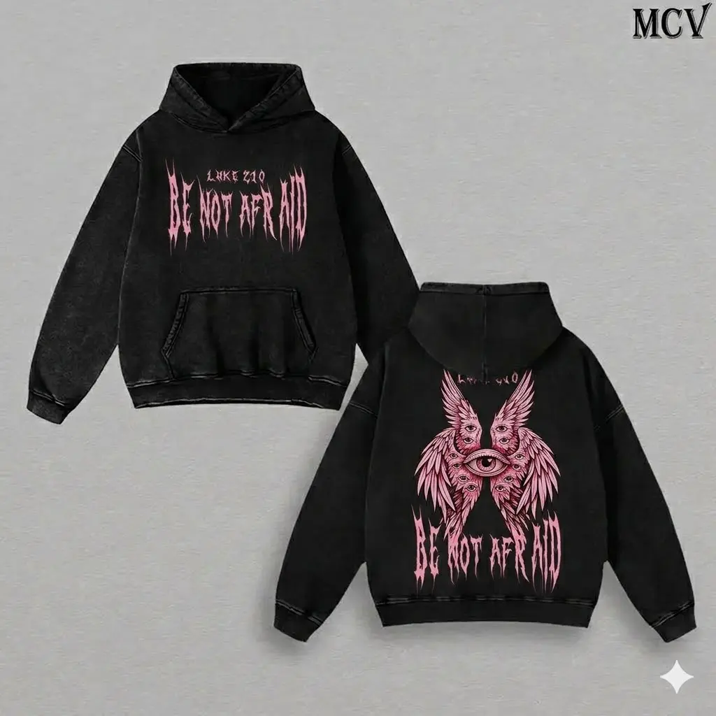 Be Not Afraid Faith Washed Hoodie, Luke 2:10 Angel Vintage Spiritual Streetwear Pullover