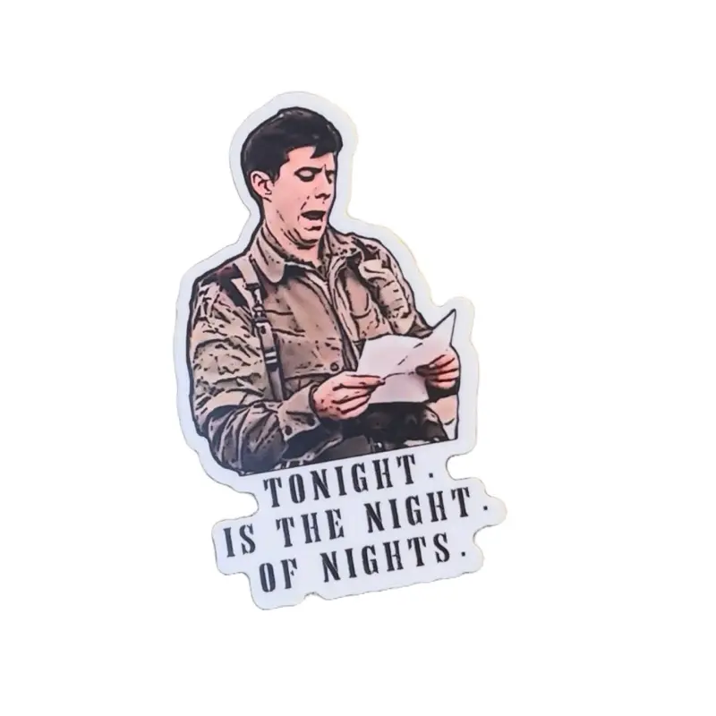 Band of Brothers George Luz Night of Nights Vinyl Sticker Featuring Iconic Quote and Character Design