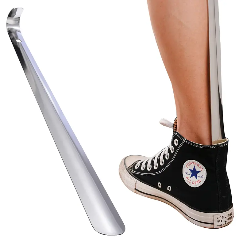 22in Extra Long Handle Shoe Horn Stainless Steel Metal Shoes Remover Shoehorn US Footwear Bedroom Active Bathroom Nail