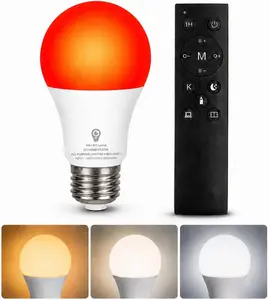 2-in-1 Red & White LED Bulb with Remote – A19 E26 Dimmable Night Light for Bedroom & Nursery