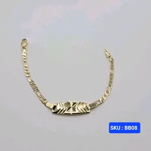 Baby Bracelet ID figaro style 6 inches adjustable Laminated-Gold jewelry.