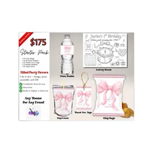 Custom Party Package - Starter Pack with Activity Sheets, Chip Bags, Water Bottles, Capri Suns & Thank You Tags for Any Event Multipack