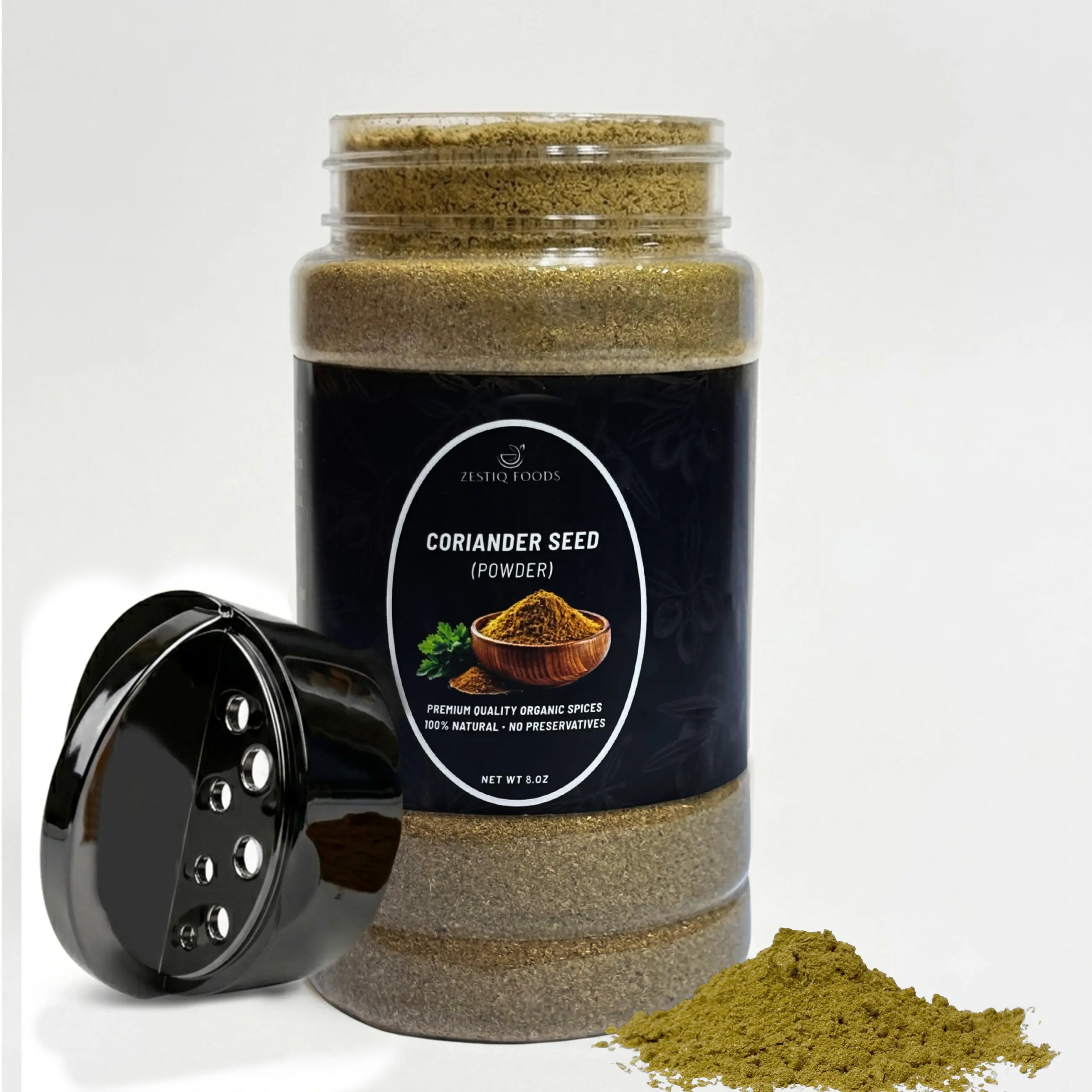 Zestiq Foods Certified Organic Coriander Powder, 8 oz Shaker Jar – Finely Ground Coriander for Cooking, Seasoning & Everyday Flavor