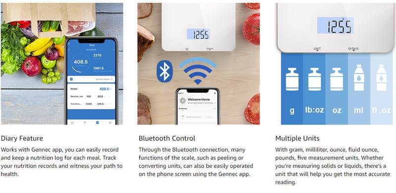 RENPHO Food Nutritional Scale Digital Kitchen Scale, Smart Food Measuring Scale with App for Macro Keto Calorie Cooking, Home Gifts Grams and Ounces, 11lb/5kg RENPHO Food Nutritional Scale Digital Kitchen Scale, Smart Food Measuring Scale with App for Macro Keto Calorie Cooking, Home Gifts Grams and Ounces, 11lb/5kg