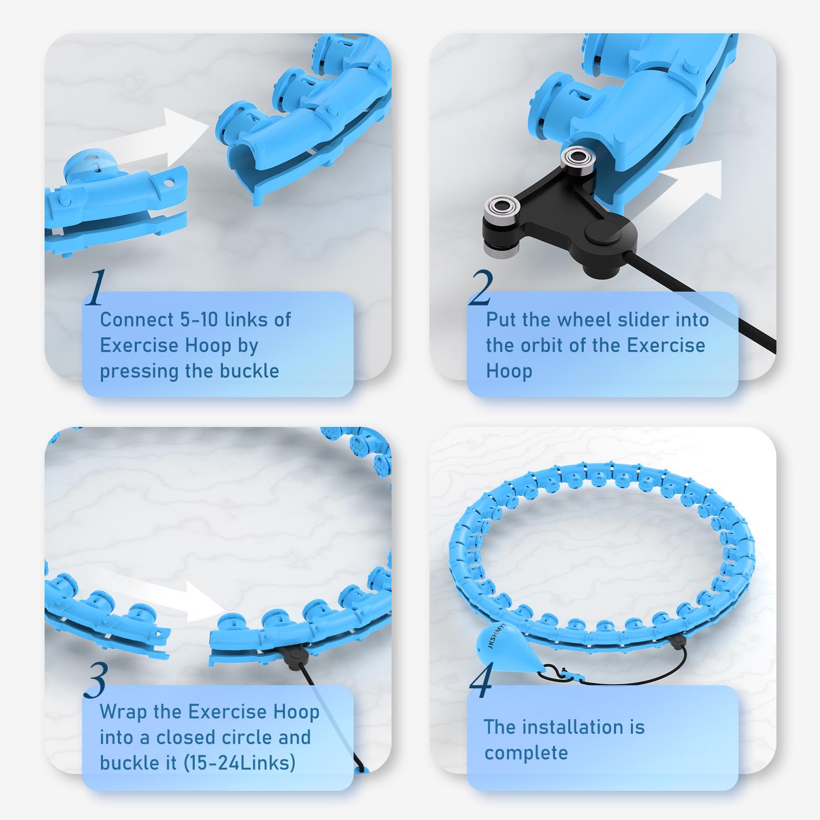 Weighted Circle for Adults Fitness, 51 Inch with Sweat Belt, Include 27 Detachable Links  for Women  exercise Hoop Plus Size