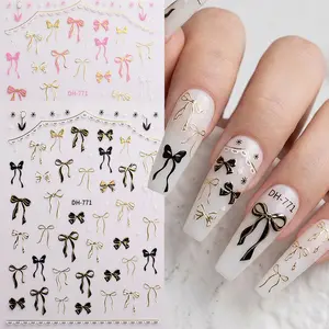 2 Pcs 3D Butterfly Knot Nail Stickers, Dual-Color Drifting Bow Pattern, DIY Nail Decorations, Butterfly Nails