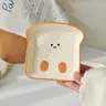 Cute Toast Bread Shaped Sauce Ceramic Dishes Household Seasoning Dish Snack Plates Modern Ceramic Plates Fruit Sushi Bowl Kitchen Tableware Modern Ceramic Dinnerware Ceramics Plate Food Tableware Serving Plates