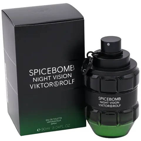 Viktor & Rolf Spicebomb Night Vision Men's EDT Spray (3.0 oz) - Bold Scent Colognes, Cool Spice Fragrance, Citrus Woody Blend Starting With Mandarin Top Note, Lavender, Rosemary, Herbal Tones, Roasted Almond, Grapefruit, Magnetic Evening Wear Scent