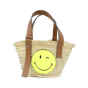 Pre-owned Loewe Wicker Tote Bags Smiley World Basket Bag Small Palm Leaf Bag