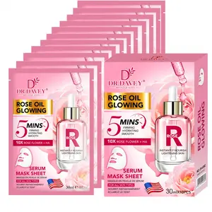 DR.DAVEY Rose Serum Facial Mask Sheet Facial hydration in all seasons, daily facial care, skin rejuvenation and moisturizing, easy to absorb, non greasy. Men and women can use it for travel, portable, 10 tablets/box