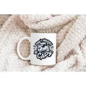 Cute capybara pottery mug, be capy capybara coffee mug, capybara mug, cute rodent mug gifts for her, gifts for him, gift coffee mug