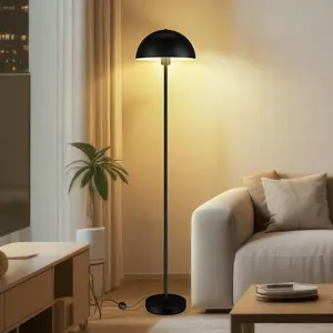 Modern Floor Lamps for Living Room, Black Metal Mushroom Lamp, 66" Tall Corner Lamp, Footswitch, Bright Industrial Standing Lamps for Bedroom Nursery, Mid Century Modern Home Decor(E26 Base, NO BULB)
