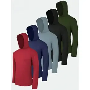 5 Pack Men's Athletic Hoodies Long Sleeve Fishing Shirts For Men UPF SPF UV Sun Protection Shirts Lightweight Rash GuardsGift