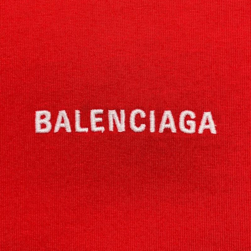 Balenciaga Embroidered Logo Short Sleeve Tee Shirt Bright Red White
