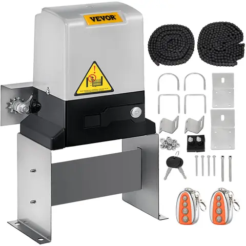VEVOR Residential Automatic Sliding Gate Opener & Garage Door Opener, 18+ Adults Use, AC Power, 370W Pure Copper Motor, 1400 lbs Capacity, 2 Remotes, 40ft/min Speed, Outdoor Obstruction Stop, 20ft Track Chains, Installation Hardware, Easy Installation